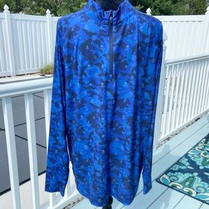 G/FORE Icon Camo Tech Jersey Luxe Staple Blue 1/4 Zip Pullover Men’s XXL